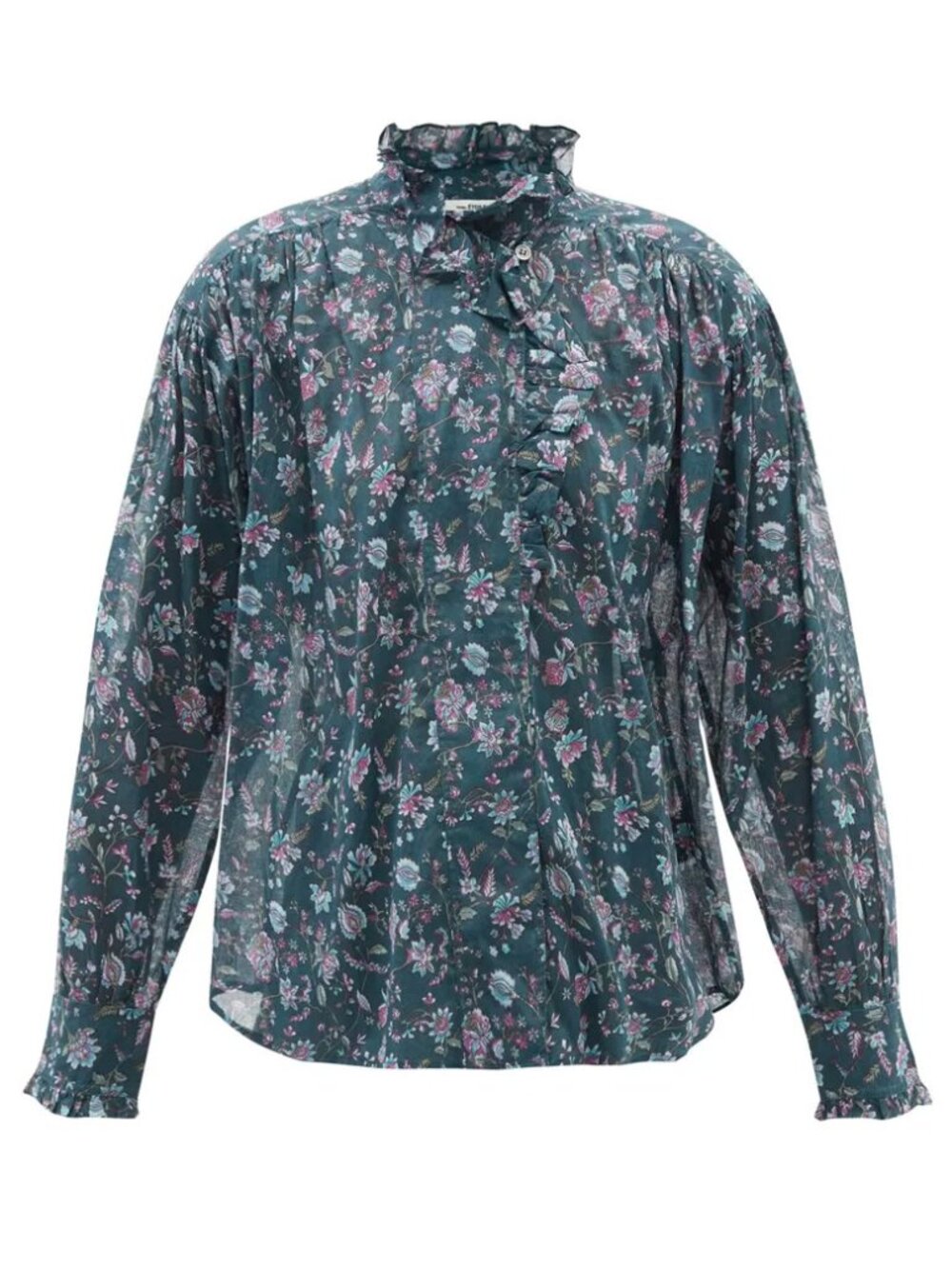 Isabel Marant Etoile "Pamias" Cotton Blouse in Dark Green, size 34